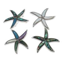 Shell Pendants Zinc Alloy with Shell Starfish platinum color plated dyed & can be used as brooch or pendant nickel lead & cadmium free 54*4mm Approx 6mm Sold By Bag