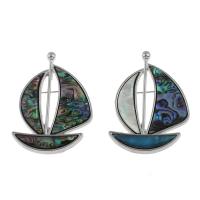 Shell Pendants Zinc Alloy with Shell Sail Boat platinum color plated dyed & can be used as brooch or pendant nickel lead & cadmium free Approx 6mm Sold By Bag