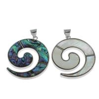 Shell Pendants, Tibetan Style, with Shell, Helix, platinum color plated, different materials for choice, nickel, lead & cadmium free, 45x43x4mm, Hole:Approx 2.5mm, 10PCs/Bag, Sold By Bag