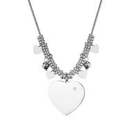 Stainless Steel Jewelry Necklace with 6cm extender chain Flat Heart snake chain & for woman & faceted & with rhinestone original color 30*31mm Sold Per Approx 16.9 Inch Strand