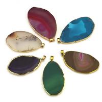 Agate Jewelry Pendants, gold color plated, more colors for choice, 29-45x58-82x5-6mm, Hole:Approx 5x4.5mm, 10PCs/Lot, Sold By Lot