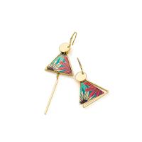 Brass Asymmetric Earrings with enamel plated fashion jewelry & for woman nickel lead & cadmium free 72mm Sold By Pair