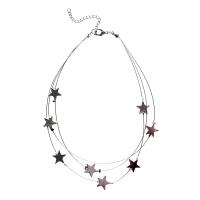 Tibetan Style Jewelry Necklace, Star, plated, three layers & fashion jewelry & for woman, silver color, nickel, lead & cadmium free, 28+5.5cm, Sold By Strand