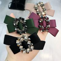 Hair Barrettes, Cloth, with Czech Rhinestone, fashion jewelry & for woman, more colors for choice, 90x45mm, Sold By PC