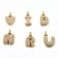 Cubic Zirconia Micro Pave Brass Pendant Alphabet Letter gold color plated & micro pave cubic zirconia nickel lead & cadmium free 30*15*5mm-30*20*5mm Approx 4*5mm Sold By PC