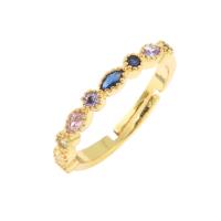 Kubisk Circonia Micro bane messing Ring, guldfarve belagt, mode smykker & Micro Pave cubic zirconia & for kvinde, nikkel, bly & cadmium fri, 21x5x3mm, Størrelse:3, Solgt af PC