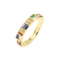Kubisk Circonia Micro bane messing Ring, guldfarve belagt, Micro Pave cubic zirconia & for kvinde, nikkel, bly & cadmium fri, 21x4x3mm, Størrelse:4.5, Solgt af PC