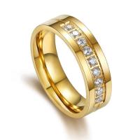 Zirkonia Edelstahl-Finger- Ring, 316 Edelstahl, plattiert, verschiedene Größen vorhanden & Micro pave Zirkonia & für Frau, goldfarben, 6mm, verkauft von PC
