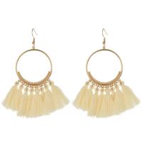 Tibetan Style Tassel Earring, with Cotton Thread, gold color plated, fashion jewelry & for woman, more colors for choice, nickel, lead & cadmium free, 85x92mm, Sold By Pair