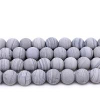 Natural Grain Stone Beads, Round, fashion jewelry & different size for choice & frosted, grey, Sold Per Approx 14.9 Inch Strand