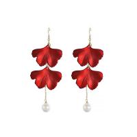 Acrylic Drop Earring with Plastic Pearl plated fashion jewelry & for woman red nickel lead & cadmium free Sold By Pair
