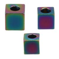 Stainless Steel Beads Square plated fashion jewelry & DIY multi-colored Sold By Lot