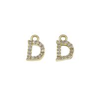 Cubic Zirconia Micro Pave Brass Pendant, Letter D, gold color plated, micro pave cubic zirconia, nickel, lead & cadmium free, 7.50x11.50x2mm, Hole:Approx 1.5mm, 30PCs/Bag, Sold By Bag