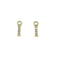 Cubic Zirconia Micro Pave Brass Pendant, Letter I, gold color plated, micro pave cubic zirconia, nickel, lead & cadmium free, 3x11x2mm, Hole:Approx 1.5mm, 30PCs/Bag, Sold By Bag