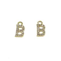 Cubic Zirconia Micro Pave Brass Pendant, Letter B, gold color plated, micro pave cubic zirconia, nickel, lead & cadmium free, 6x11x2mm, Hole:Approx 1.5mm, 30PCs/Bag, Sold By Bag