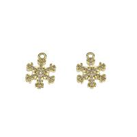 Cubic Zirconia Micro Pave Brass Pendant, Snowflake, gold color plated, micro pave cubic zirconia, nickel, lead & cadmium free, 10.50x14x2mm, Hole:Approx 1.2mm, 30PCs/Bag, Sold By Bag