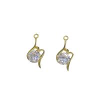 Cubic Zirconia Brass Pendants, gold color plated, with cubic zirconia, nickel, lead & cadmium free, 10x22x4.50mm, Hole:Approx 1mm, 100PCs/Bag, Sold By Bag