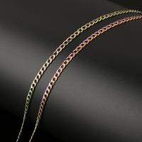 Nehrđajućeg čelika Curb Chain, Nehrđajući čelik, modni nakit & rubnik lanac, multi-boji, 5x3x1mm, 10m/spool, Prodano By spool