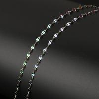 Acier inoxydable chaîne de bijoux, avec bobine plastique, bijoux de mode & chaîne losange, multicolore, 4.50x2.50x0.50mm, 10m/bobine, Vendu par bobine