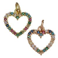 Brass Heart Pendants plated fashion jewelry & with cubic zirconia nickel lead & cadmium free Approx 3.5mm Sold By Lot