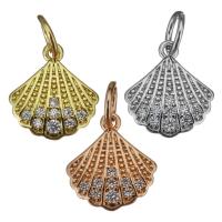 Cubic Zirconia Brass Pendants Shell plated fashion jewelry & with cubic zirconia nickel lead & cadmium free Approx 3.5mm Sold By Lot