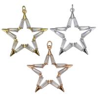 Cubic Zirconia Brass Pendants Star plated fashion jewelry & with cubic zirconia nickel lead & cadmium free Approx 3.5mm Sold By Lot