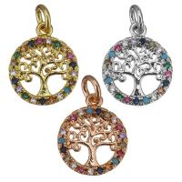 Cubic Zirconia Micro Pave Brass Pendant, Tree, plated, fashion jewelry & micro pave cubic zirconia & hollow, more colors for choice, nickel, lead & cadmium free, 12x14.5x1.5mm, Hole:Approx 3mm, 20PCs/Lot, Sold By Lot