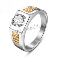 Hombres de acero inoxidable anillo del dedo, acero inoxidable 316L, Joyería & diverso tamaño para la opción & para hombre & con diamantes de imitación, Vendido por Grupo