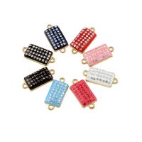 Zinc Alloy Connector Rectangle gold color plated enamel & with rhinestone & 1/1 loop nickel lead & cadmium free Approx 1.5mm Sold By Bag