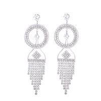 Zinc Alloy Drop Earrings plated for woman & with rhinestone nickel lead & cadmium free Sold By Pair