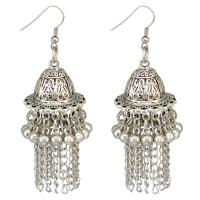 Zinc Alloy Drop Earrings antique silver color plated vintage & for woman nickel lead & cadmium free 75mm Sold By Pair
