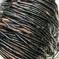 Natürliche schwarze Achat Perlen, Schwarzer Achat, Zylinder, poliert, Modeschmuck & DIY, schwarz, 2-4mm, ca. 97PCs/Strang, verkauft per ca. 15 ZollInch Strang