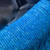 Türkis Perlen, Zylinder, poliert, Modeschmuck & DIY, blau, 3x4mm, ca. 95PCs/Strang, verkauft per ca. 15 ZollInch Strang