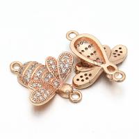 Cubic Zirconia Micro Pave Brass Connector Bee plated DIY & micro pave cubic zirconia & 1/1 loop Sold By Lot