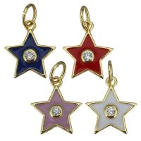 Cubic Zirconia Micro Pave Brass Pendant, Star, fashion jewelry & micro pave cubic zirconia & enamel, more colors for choice, nickel, lead & cadmium free, 10.5x12x2mm, Hole:Approx 3.5mm, 20PCs/Lot, Sold By Lot
