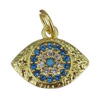 Cubic Zirconia Micro Pave Brass Pendant, Eye, gold color plated, fashion jewelry & micro pave cubic zirconia, nickel, lead & cadmium free, 13x11x2.5mm, 20PCs/Lot, Sold By Lot