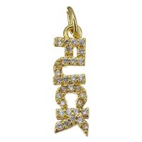 Cubic Zirconia Micro Pave Brass Pendant, gold color plated, fashion jewelry & micro pave cubic zirconia, nickel, lead & cadmium free, 5.5x18x2mm, Hole:Approx 3.5mm, 20PCs/Lot, Sold By Lot