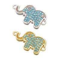 Cubic Zirconia Micro Pave Brass Connector Elephant plated DIY & micro pave cubic zirconia & 1/1 loop Sold By Lot