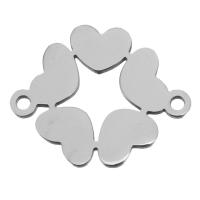 Stainless Steel Connector, Heart, 1/1 loop, original color, 18x15x1mm, Hole:Approx 1.5mm, 100PCs/Lot, Sold By Lot