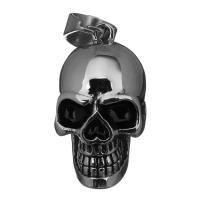 Aço inoxidável Caveira Pingentes, Crânio, joias de moda & Jóias de Halloween & escurecer, 17x32x20.5mm, Buraco:Aprox 8.5x10.5mm, vendido por PC