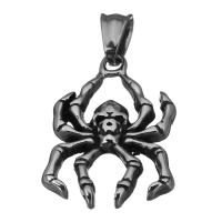 Stainless Steel Animal Pendants, Spider, fashion jewelry & blacken, 22.5x31.5x4mm, Hole:Approx 5.5x8mm, Sold By PC