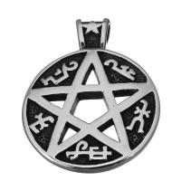 Stainless Steel Pendants, pentagram, fashion jewelry & blacken, 37.5x48.5x7mm, Hole:Approx 3.5x6.5mm, Sold By PC