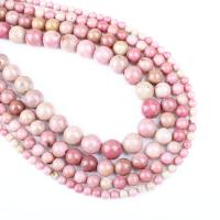 Rhodonit Perlen, rund, verschiedene Größen vorhanden, Rosa, Bohrung:ca. 1mm, verkauft per ca. 14.9 ZollInch Strang