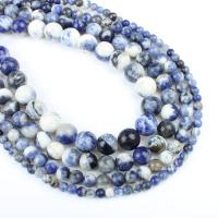 Sodalith Perlen, Sosalith, rund, verschiedene Größen vorhanden, blau, Bohrung:ca. 1mm, verkauft per ca. 14.9 ZollInch Strang