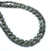 Russische Serpentine Perlen, rund, verschiedene Größen vorhanden, grün, Bohrung:ca. 1mm, verkauft per ca. 14.9 ZollInch Strang