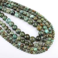 Natürliche afrikanische Türkis Perle, rund, verschiedene Größen vorhanden, grün, Bohrung:ca. 1mm, verkauft per ca. 14.9 ZollInch Strang