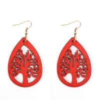 Wood Earring with Zinc Alloy Teardrop fashion jewelry & for woman & hollow Sold By Lot