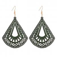 Wood Earring with Zinc Alloy Geometrical Pattern for woman & hollow Sold By Lot
