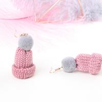 Fluffy Pom Pom Earrings Caddice with Zinc Alloy plated fashion jewelry & for woman 54mm Sold By Pair