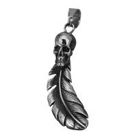 Stainless Steel Pendants, Feather, fashion jewelry & blacken, 17x56.5x13m, Hole:Approx 8x10mm, Sold By PC